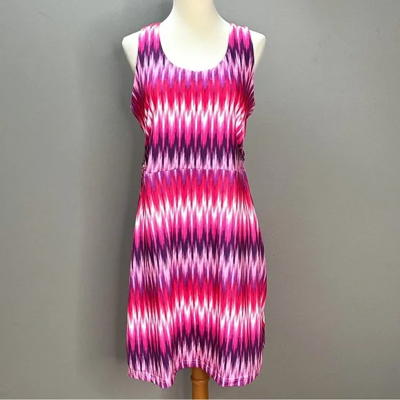 TEHAMA pink purple ikat soft yoga dress, M. - Picture 6 of 7